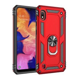 Samsung Galaxy A10 Tech Armor Ring Grip Case with Metal Plate (Red)